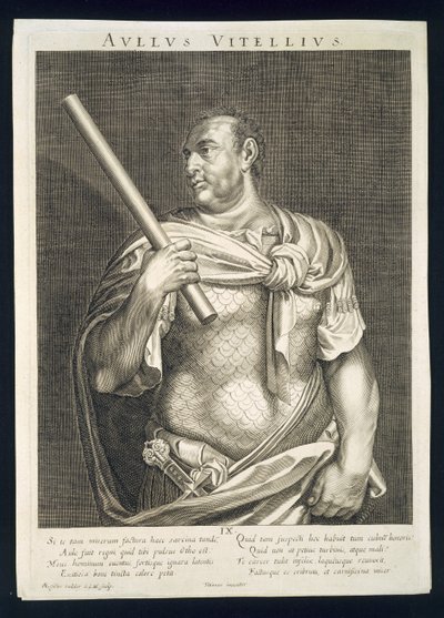 Aullus Vitellius Kaiser von Rom 68 n. Chr. graviert von Aegidius Sadeler (1570-1629) von Tiziano Vecelli